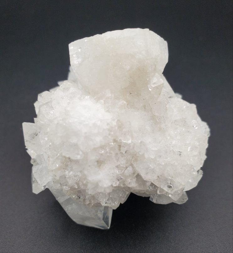 Apophyllite on Blue Chalcedony Stalactite - #4