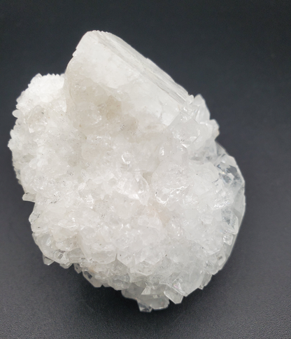 Apophyllite on Blue Chalcedony Stalactite - #4