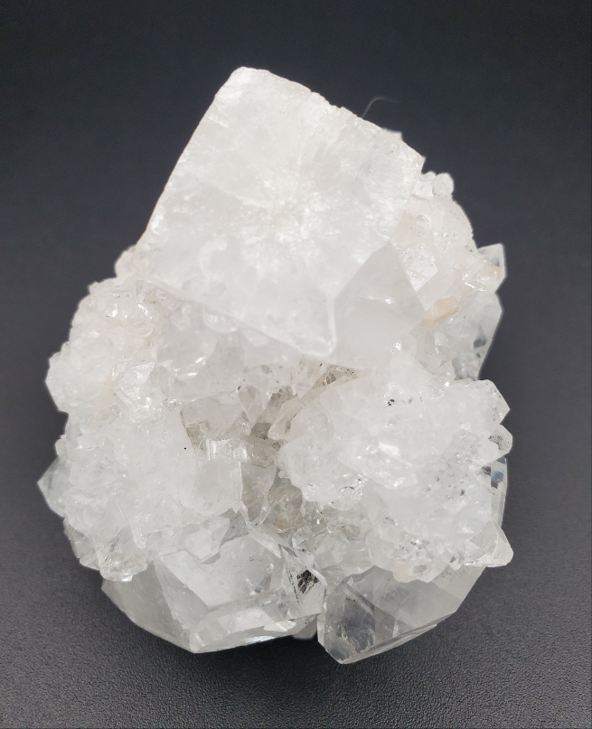 Apophyllite on Blue Chalcedony Stalactite - #4