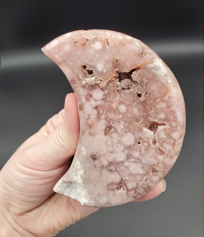 Pink Flower Agate Amythyst Moon