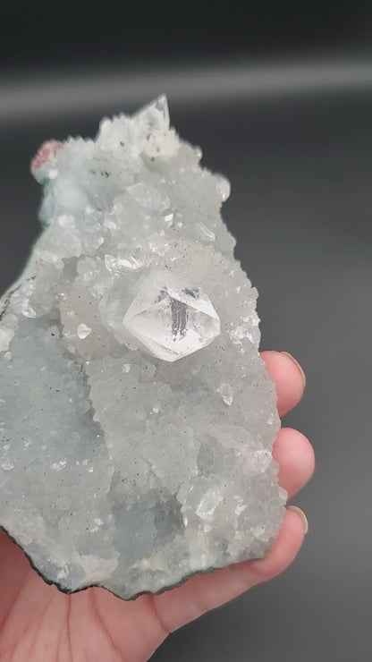 Apophyllite on Sugary Blue Chalcedony - #3