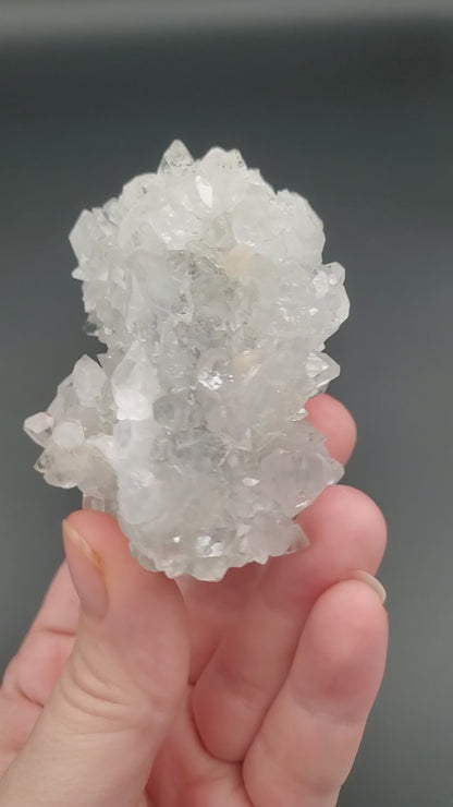 Apophyllite on Blue Chalcedony Stalactite - #2