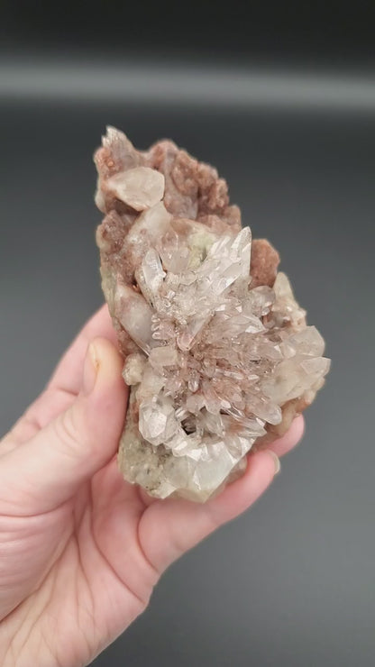 Pink Himalayan Quartz Cluster with Red Hematite - #3