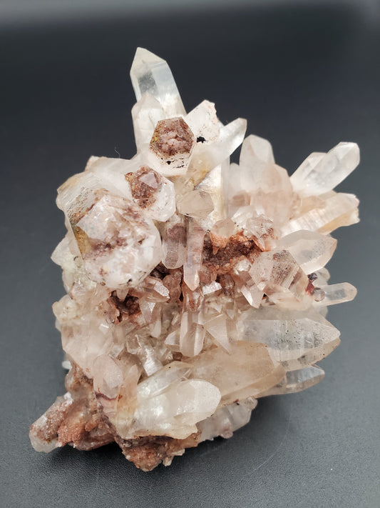 Pink Himalayan Quartz Cluster with Red Hematite - #2