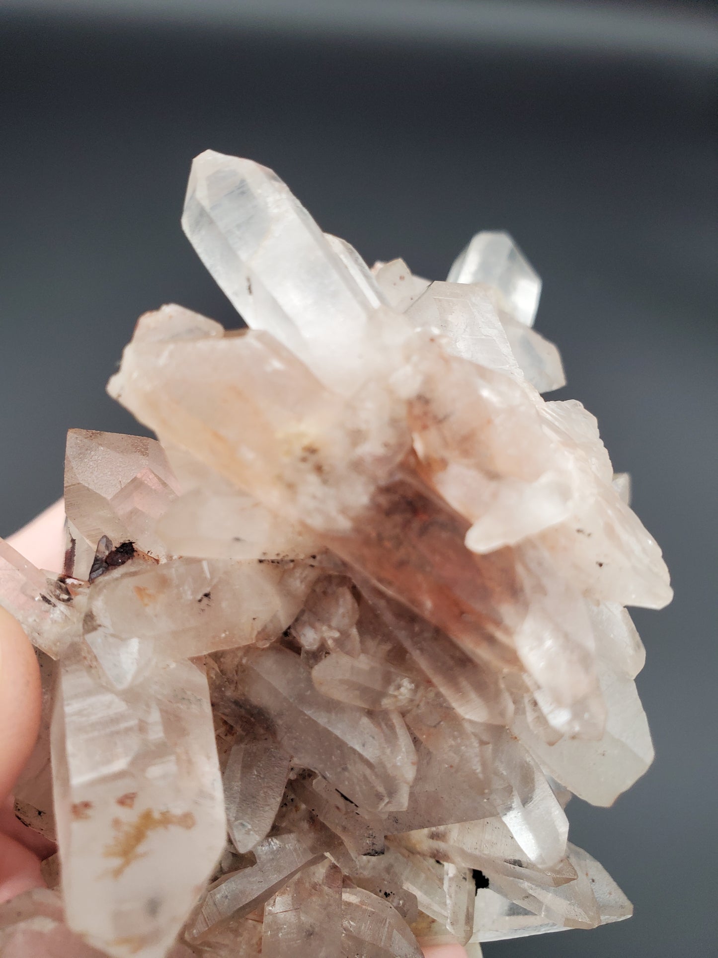 Pink Himalayan Quartz Cluster with Red Hematite - #2