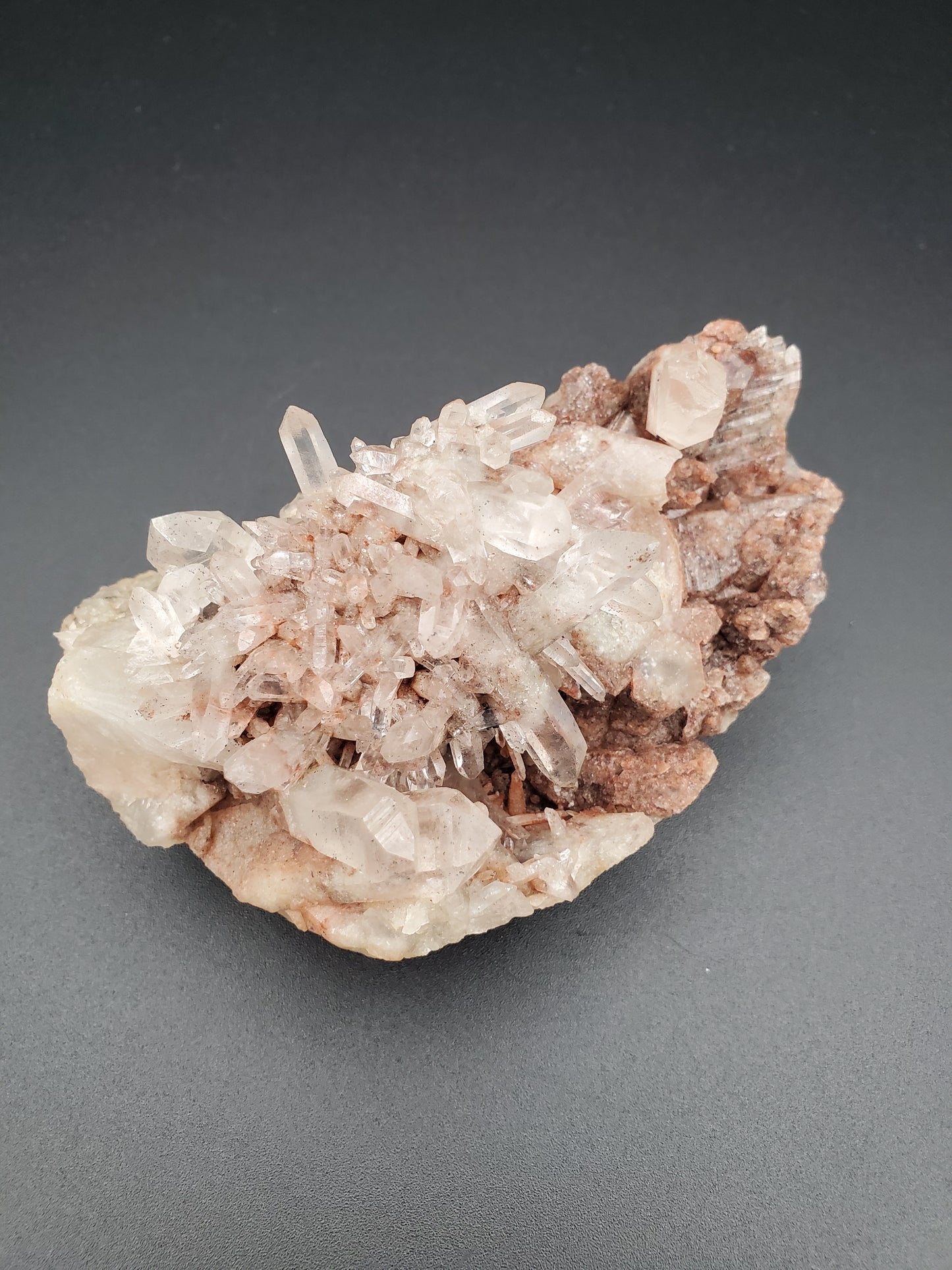 Pink Himalayan Quartz Cluster with Red Hematite - #3