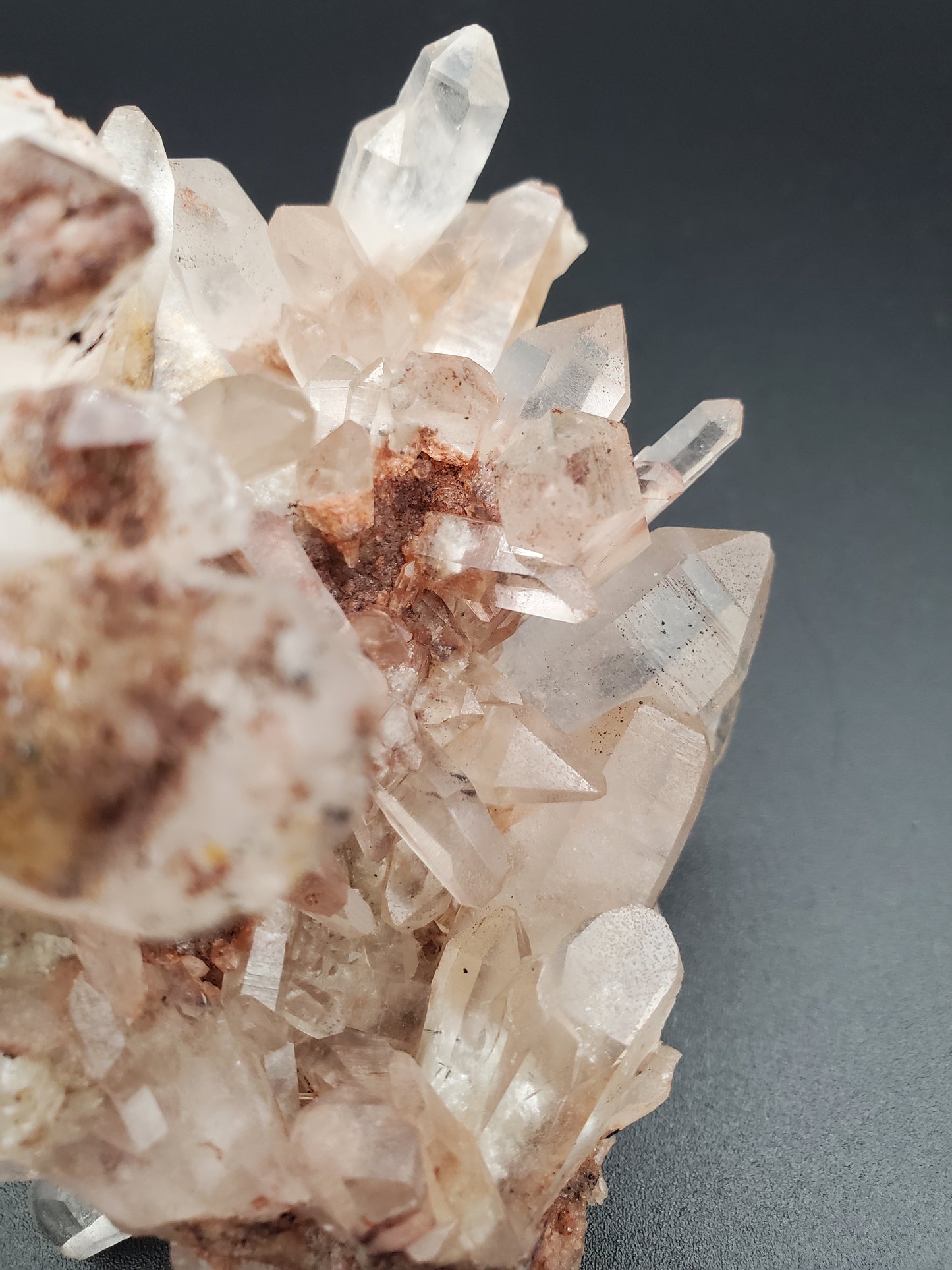 Pink Himalayan Quartz Cluster with Red Hematite - #2