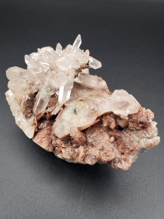 Pink Himalayan Quartz Cluster with Red Hematite - #3