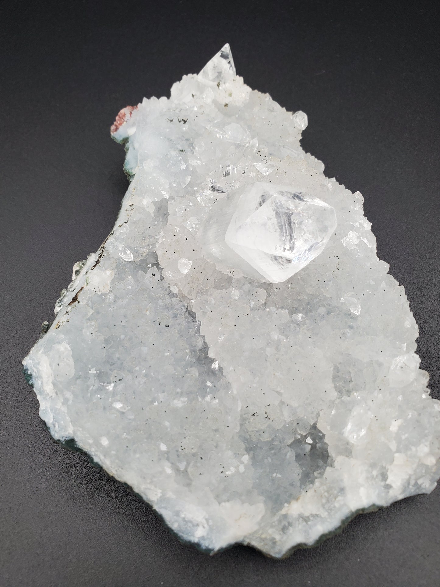 Apophyllite on Sugary Blue Chalcedony - #3