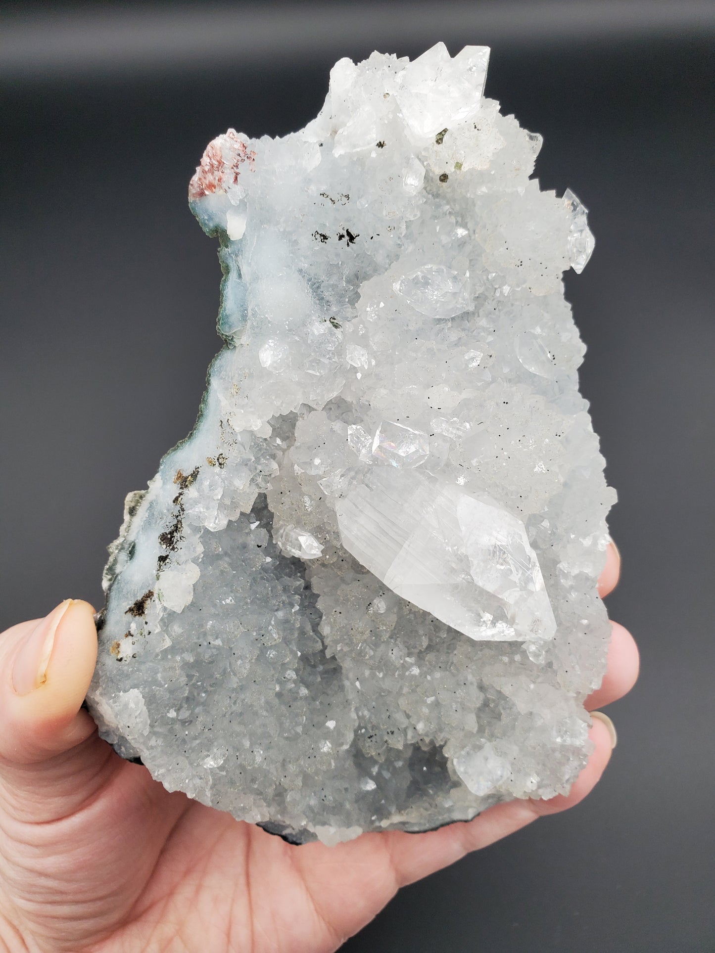 Apophyllite on Sugary Blue Chalcedony - #3