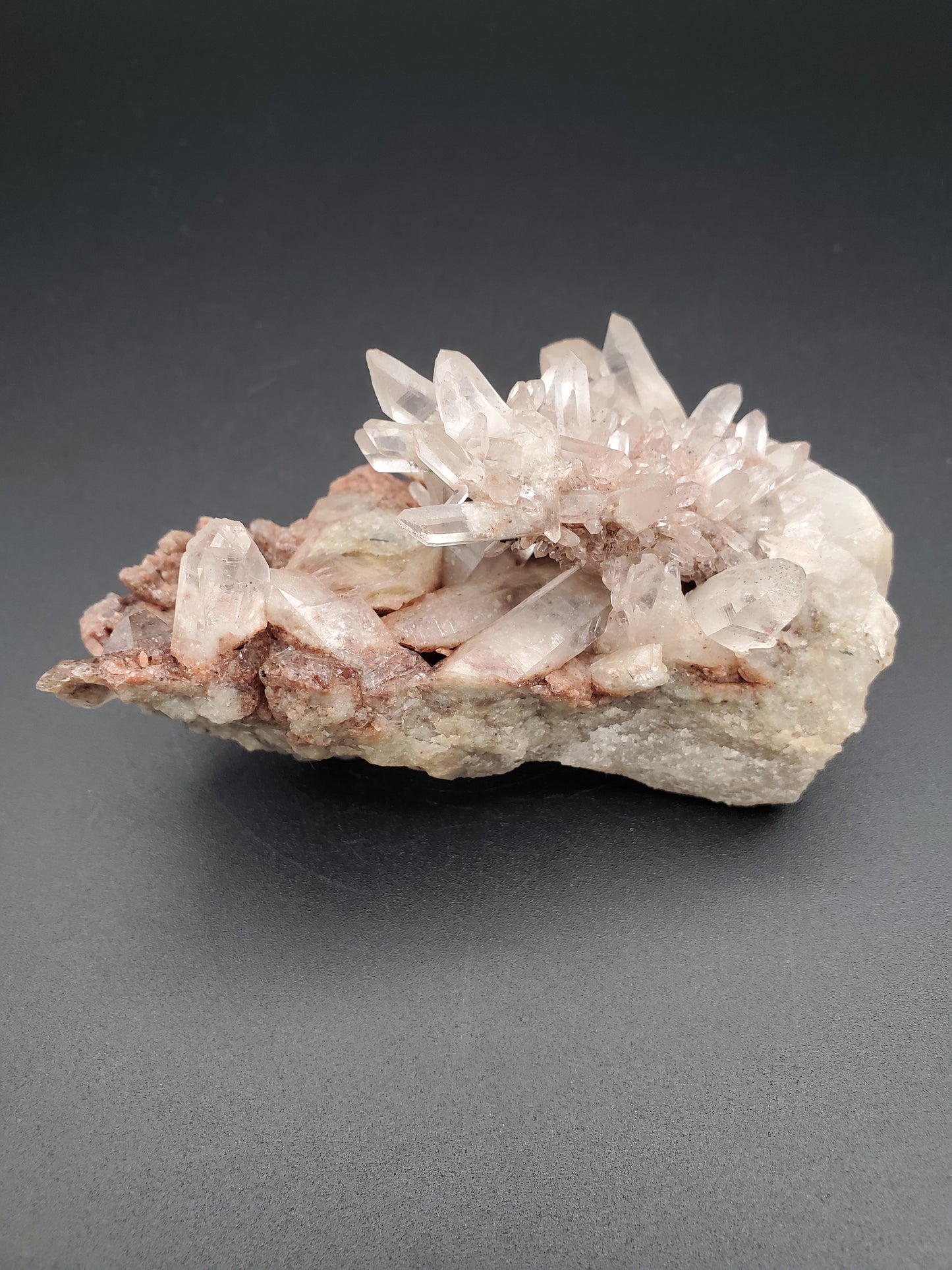 Pink Himalayan Quartz Cluster with Red Hematite - #3