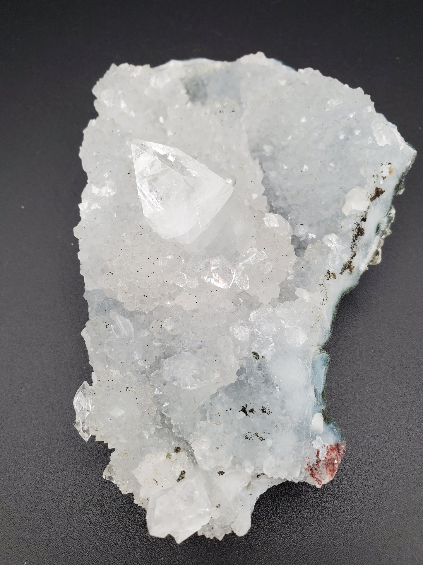 Apophyllite on Sugary Blue Chalcedony - #3