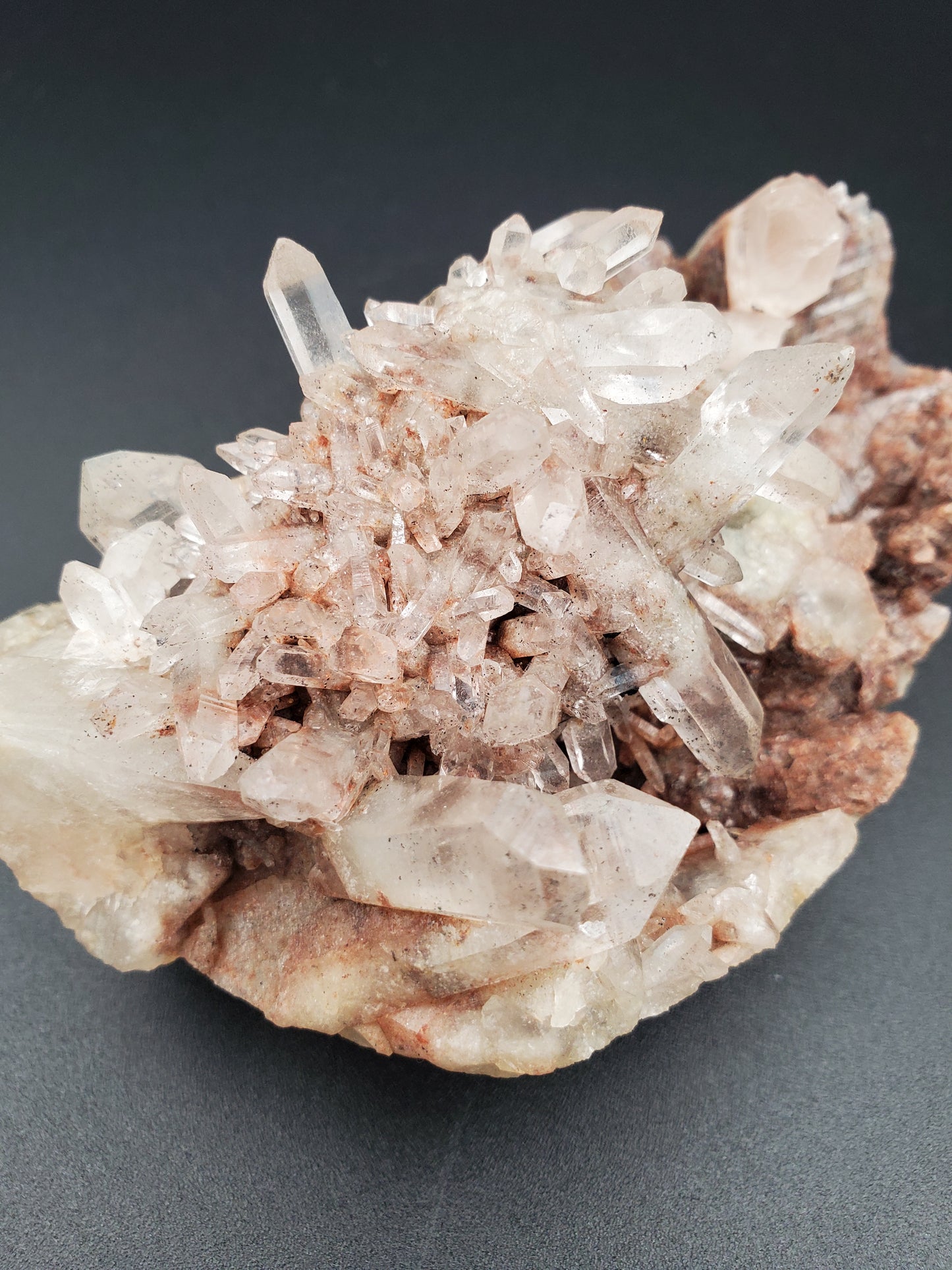 Pink Himalayan Quartz Cluster with Red Hematite - #3